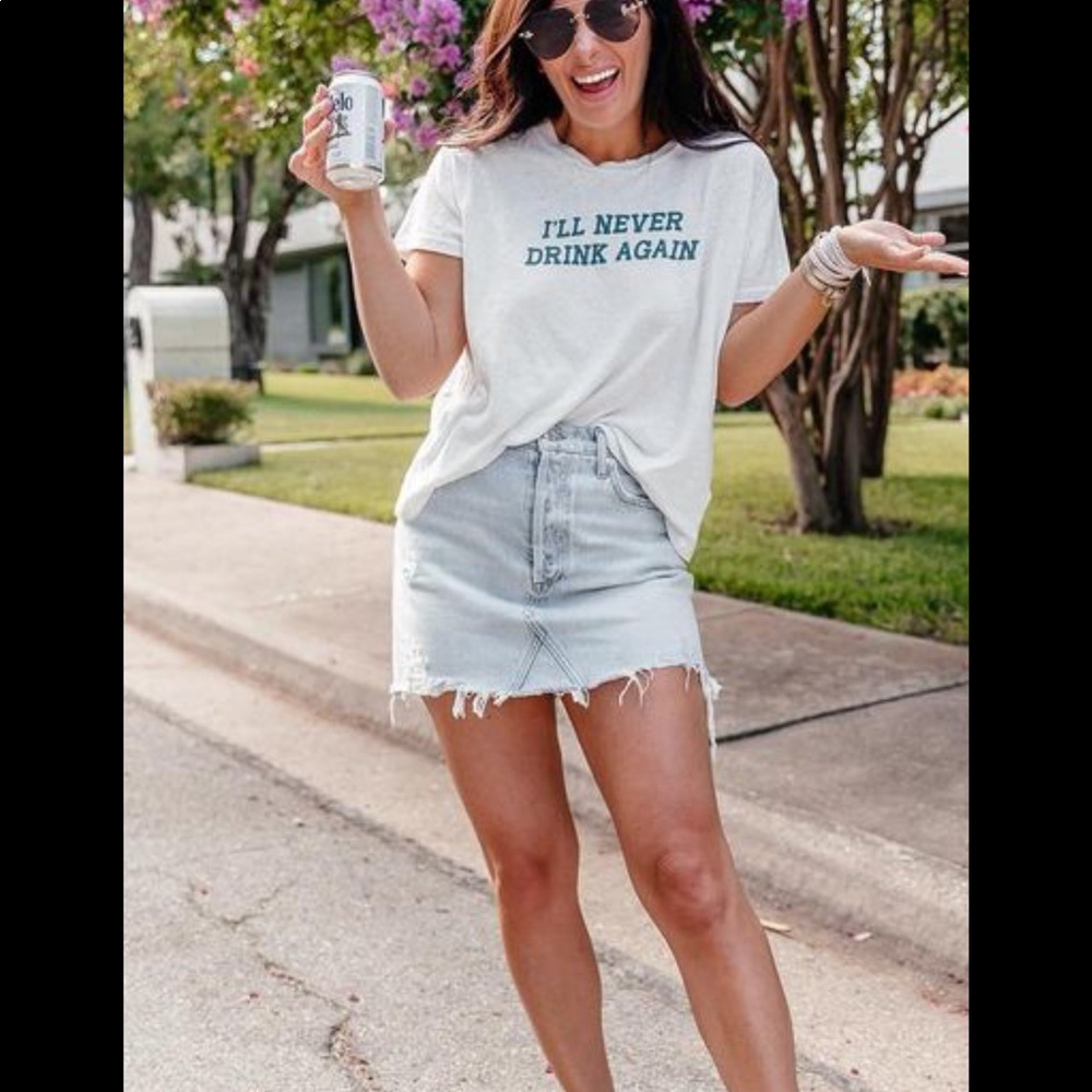 Revolve distressed denim skirt